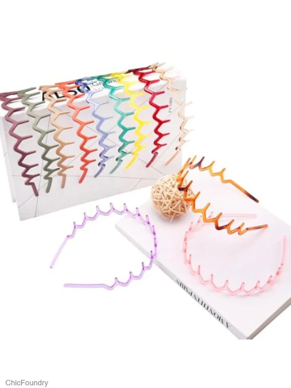 12 Pack Non Slip Plastic Zig Zag Hair Headbands for Women